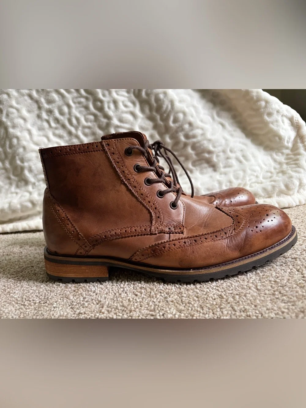 Steve Madden Tan Leather Chukka Wingtip Boots